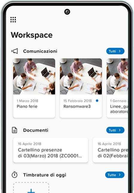 schermata Workspace da mobile del software hr zucchetti