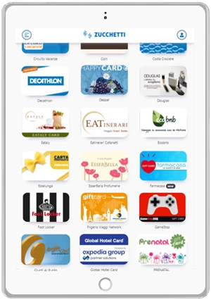 schermata su tablet portale acquisti con zucchetti card
